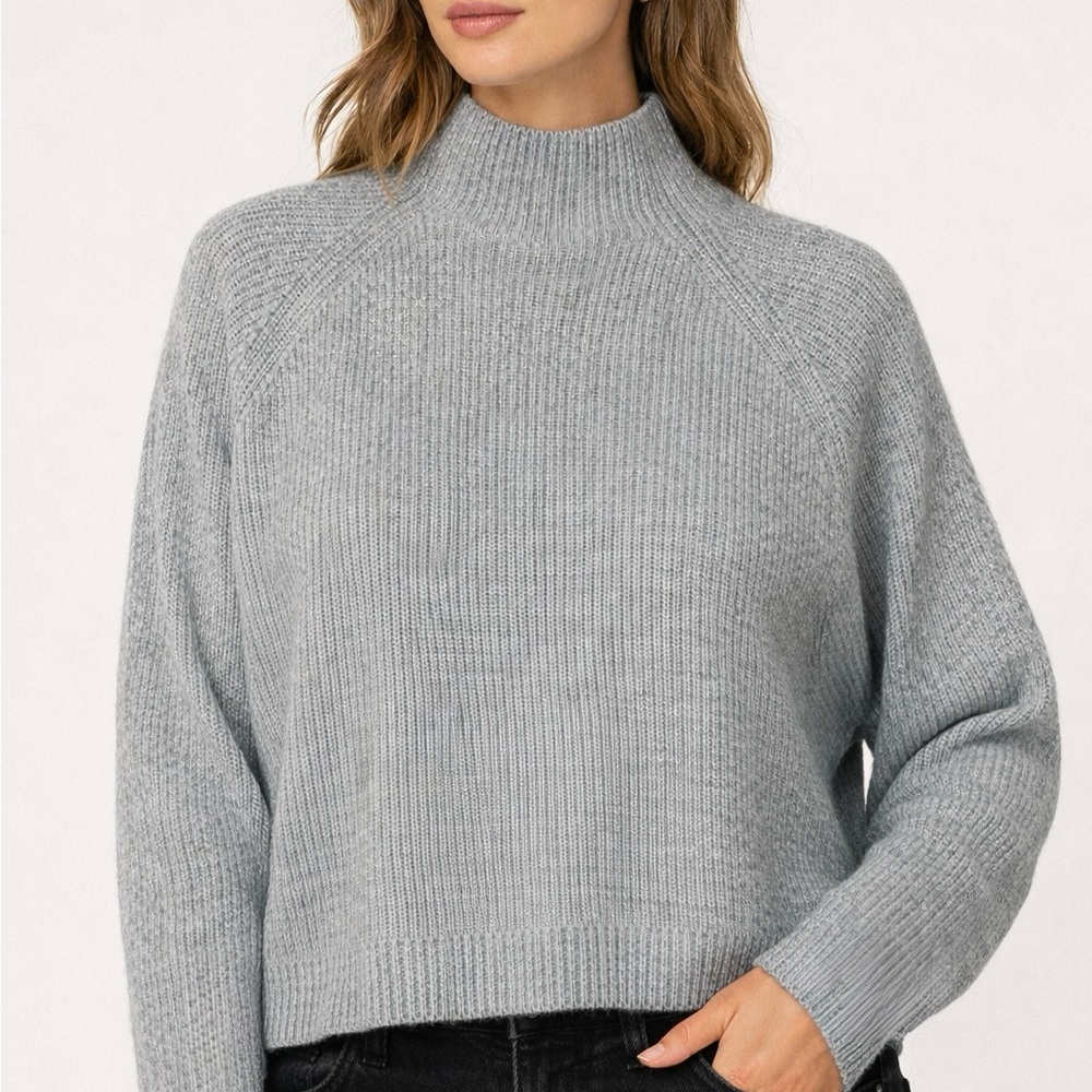 Ted Baker London Grey Ribbed Mock Neck Batwing Sweater L-1X